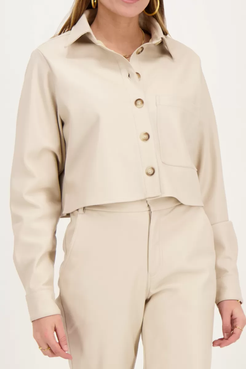 My Jewellery Chemise Courte Beige En Similicuir