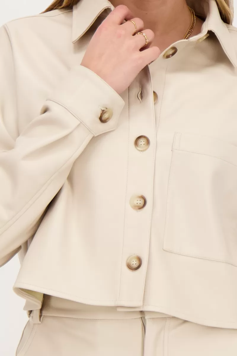 My Jewellery Chemise Courte Beige En Similicuir