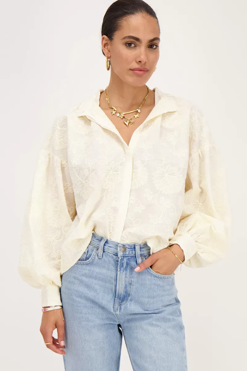 My Jewellery Chemise Crème Avec Broderie Florale