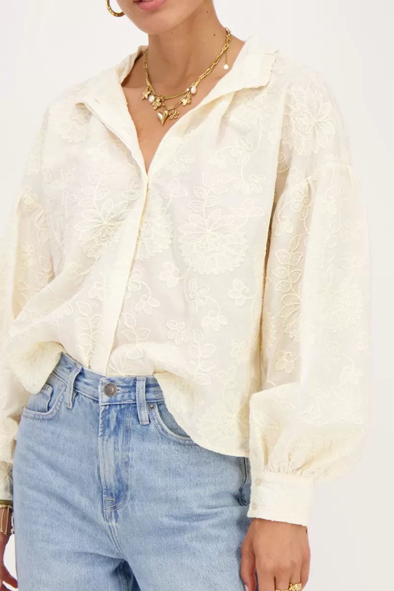 My Jewellery Chemise Crème Avec Broderie Florale