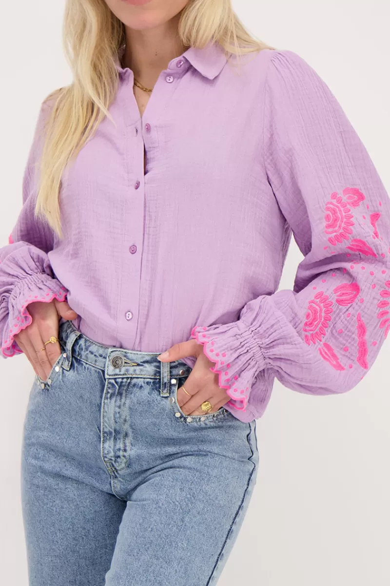 My Jewellery Chemise Lilas Avec Broderie Rose