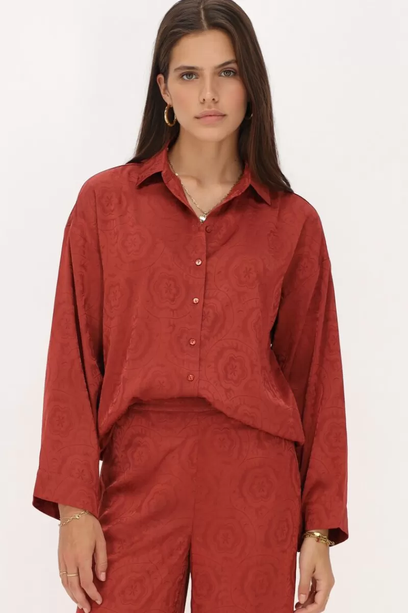 My Jewellery Chemise Rouge Aspect Satiné Jaquard