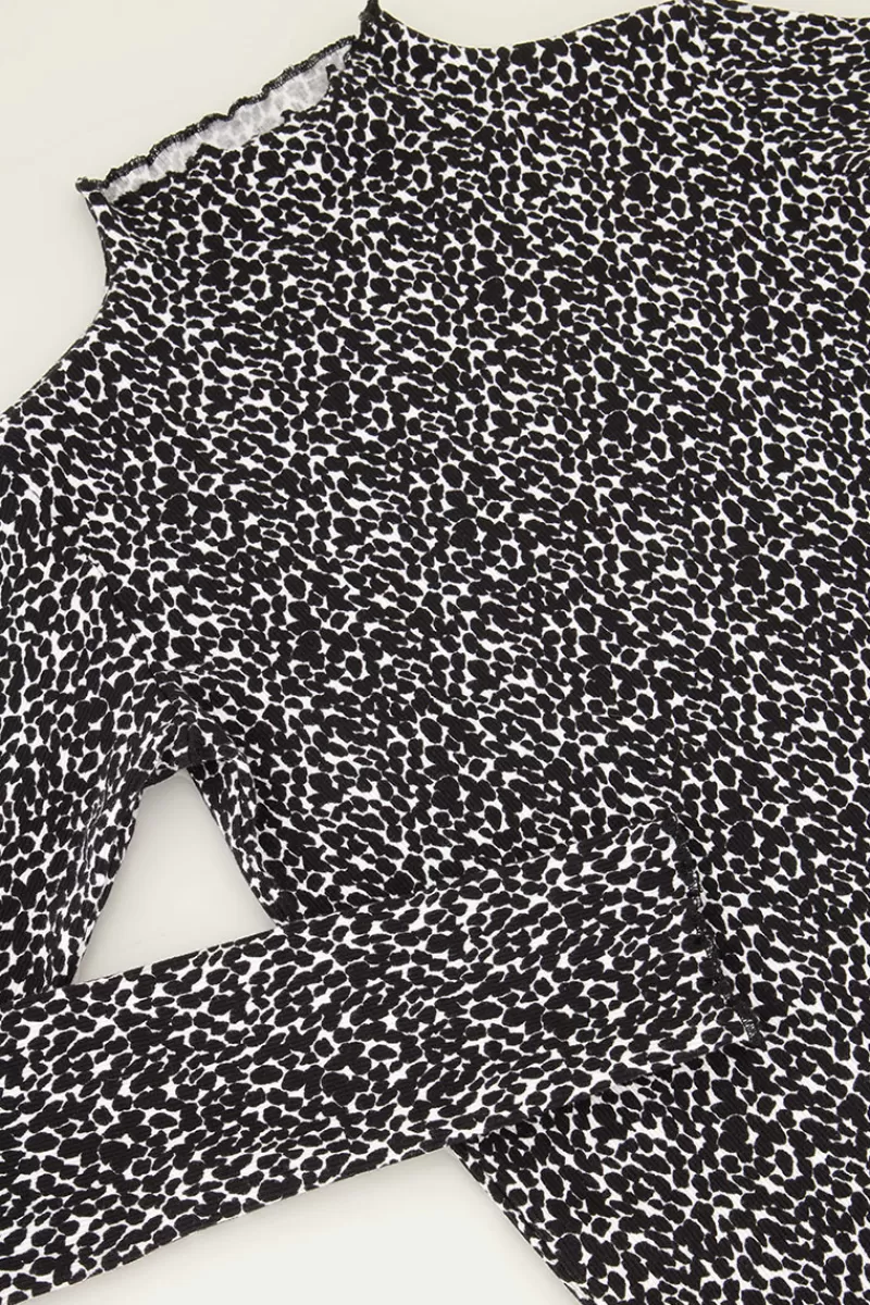 My Jewellery Col Roulé Noir Et Blanc à Imprimé Animal