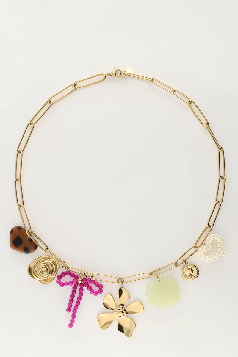 My Jewellery Collier à Charms Avec Lien Et Fleurs Multicolores