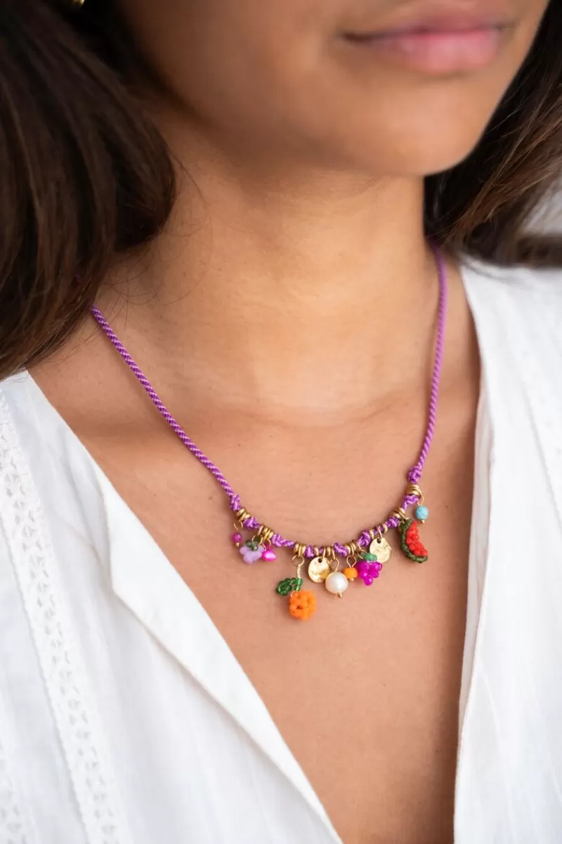 My Jewellery Collier Art En Cordon Violet Tutti Frutti