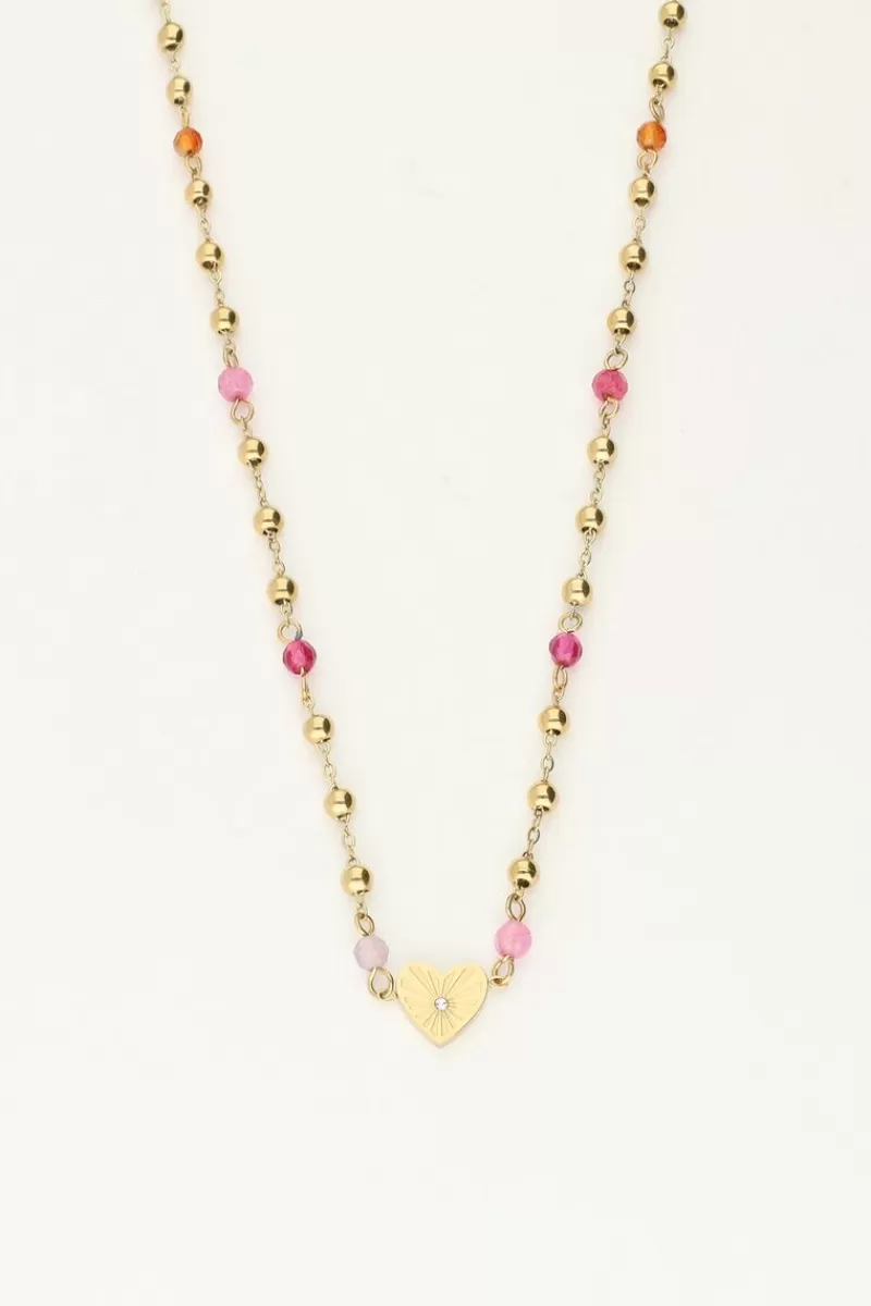 My Jewellery Collier Avec Cœur Et Perles Roses