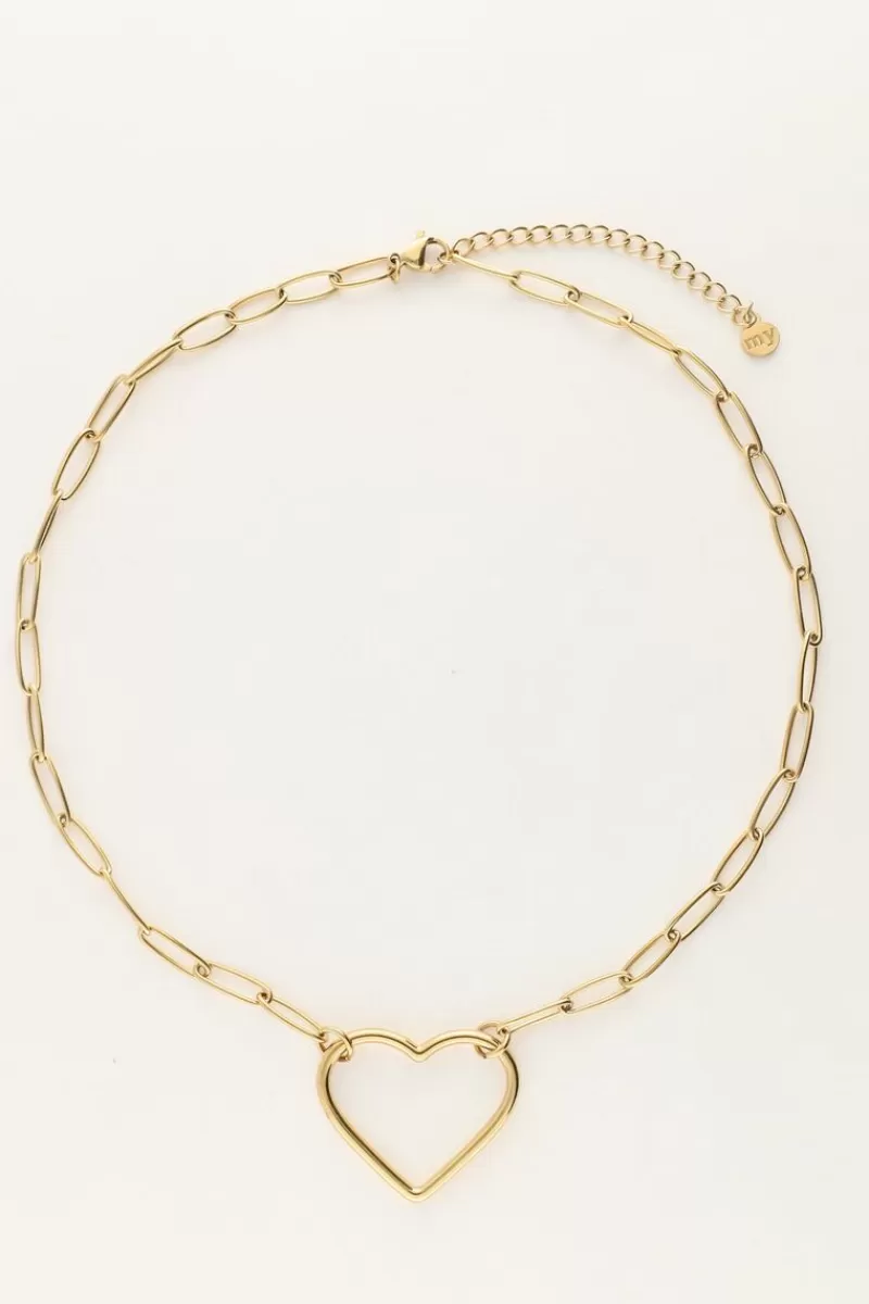 My Jewellery Collier Chaîne Avec Grand Pendentif Cœur Ouvert