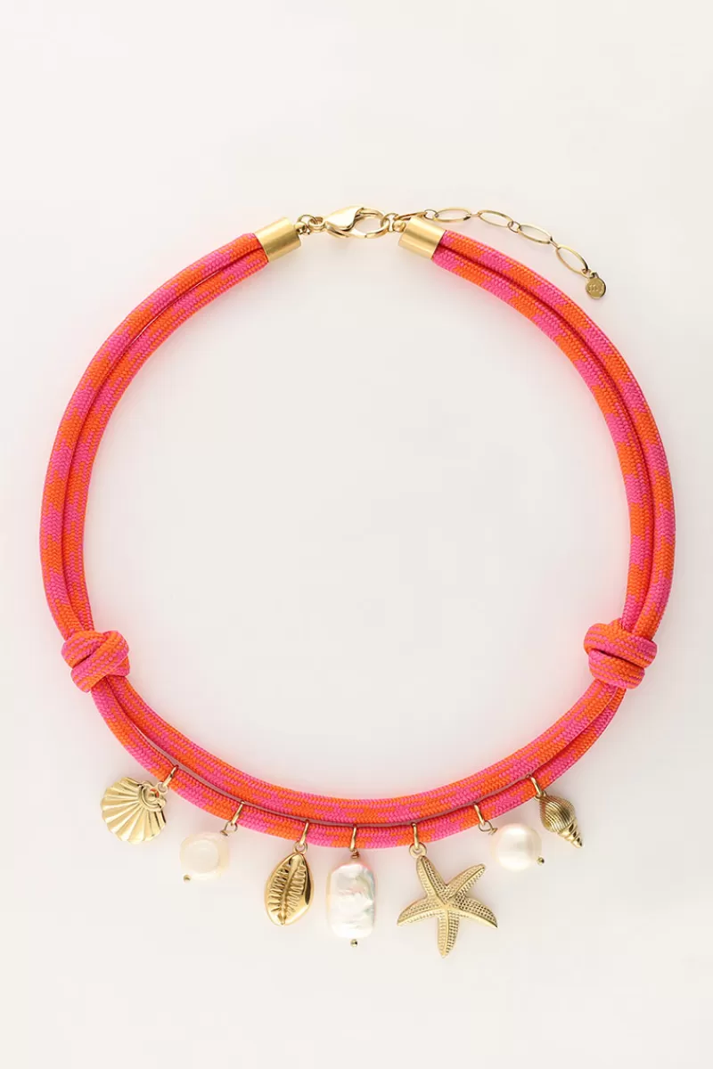 My Jewellery Collier De Corde Rose Avec Breloques En Coquillage