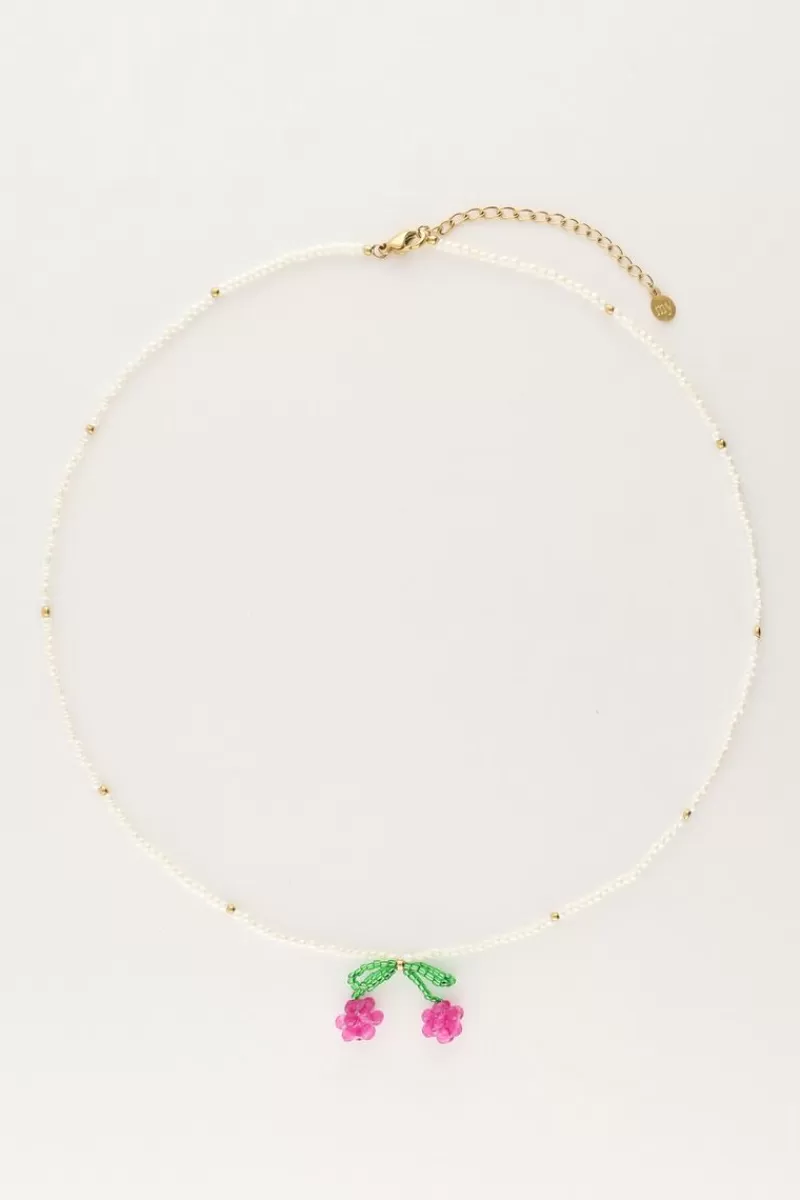 My Jewellery Collier De Perles Blanches Avec Cerises