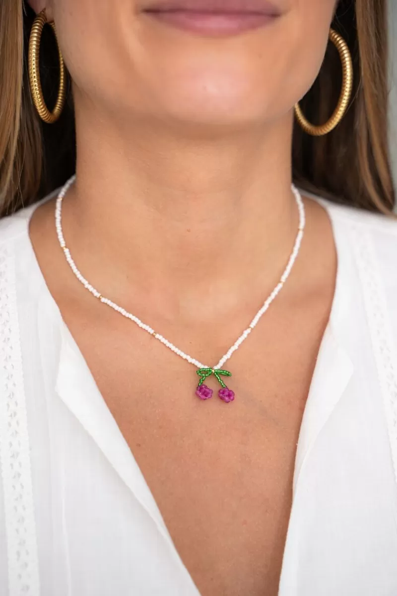 My Jewellery Collier De Perles Blanches Avec Cerises