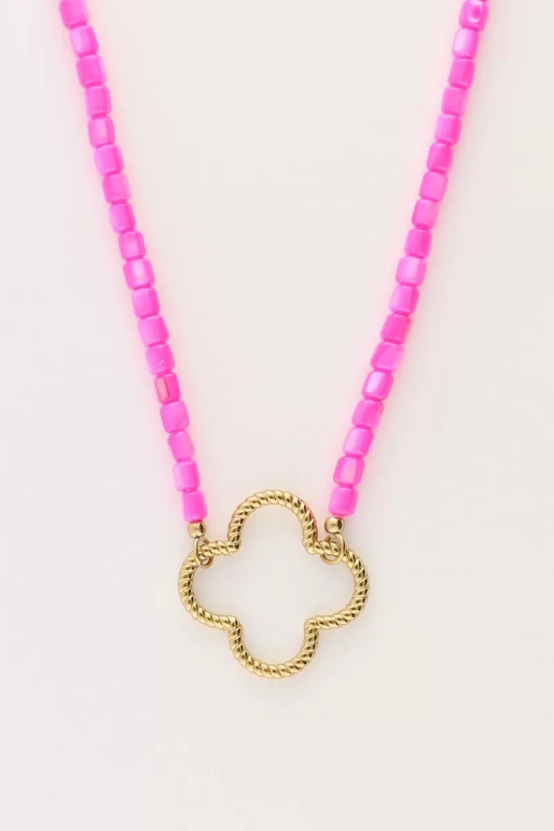 My Jewellery Collier De Perles Roses Avec Trèfle