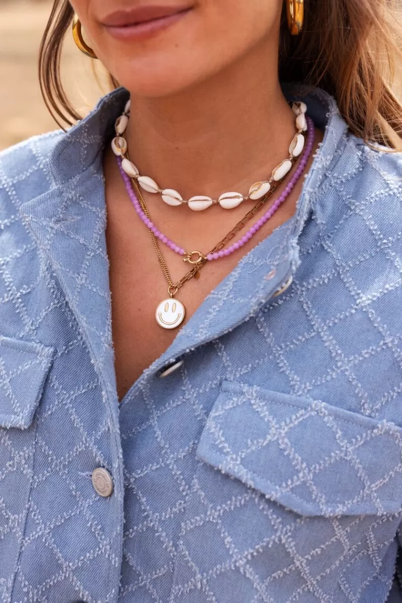My Jewellery Collier De Perles Violettes Avec Fermoir