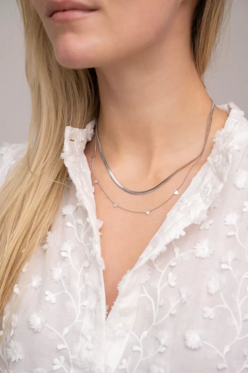 My Jewellery Collier Double Avec Maillons Plats Et Cœurs