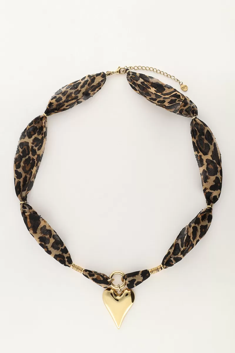My Jewellery Collier En Cordon Imprimé Léopard Avec Cœur