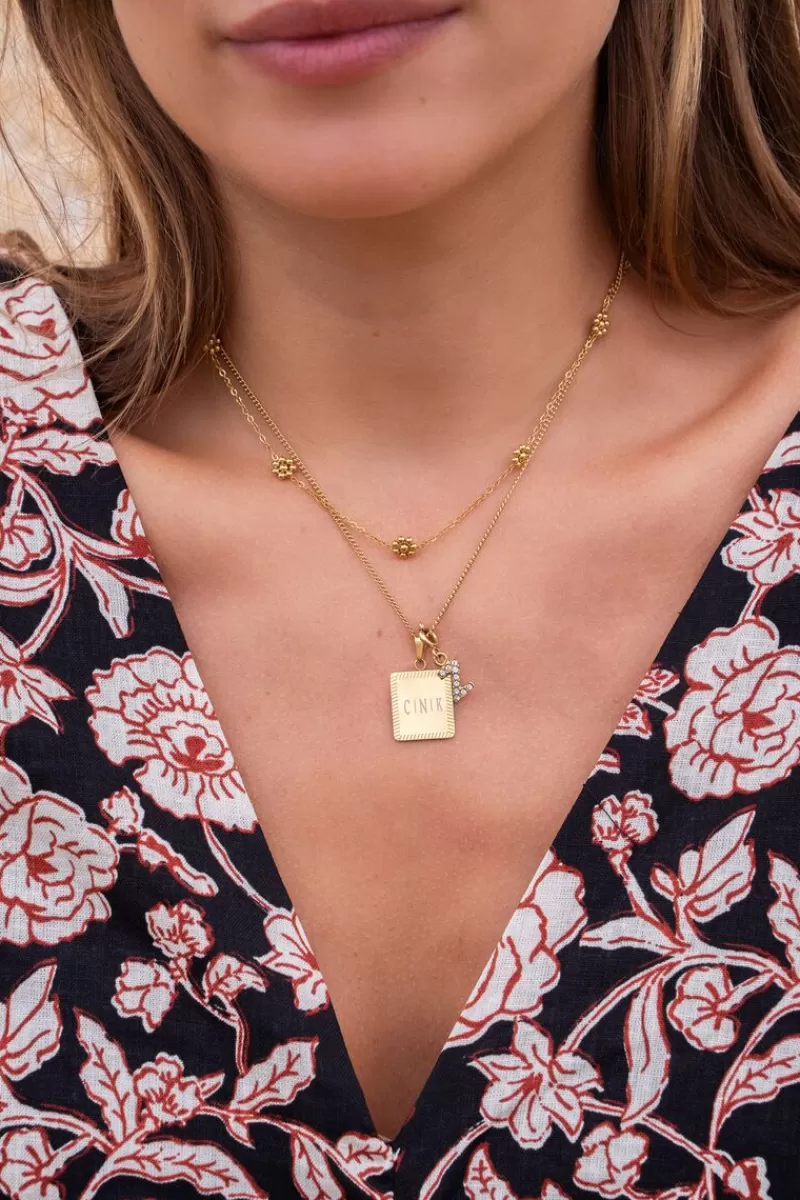 My Jewellery Collier Long Et Médaillon Carré à Graver Atelier