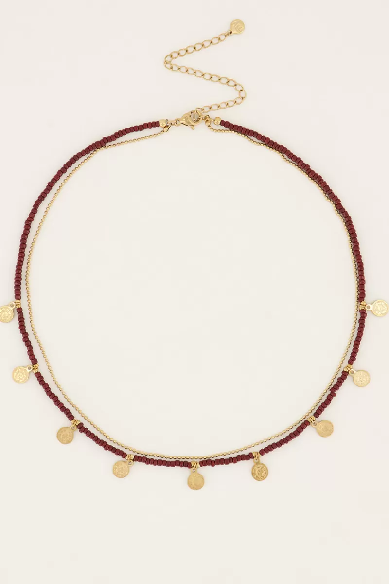 My Jewellery Collier Marron Avec Pièces & Perles