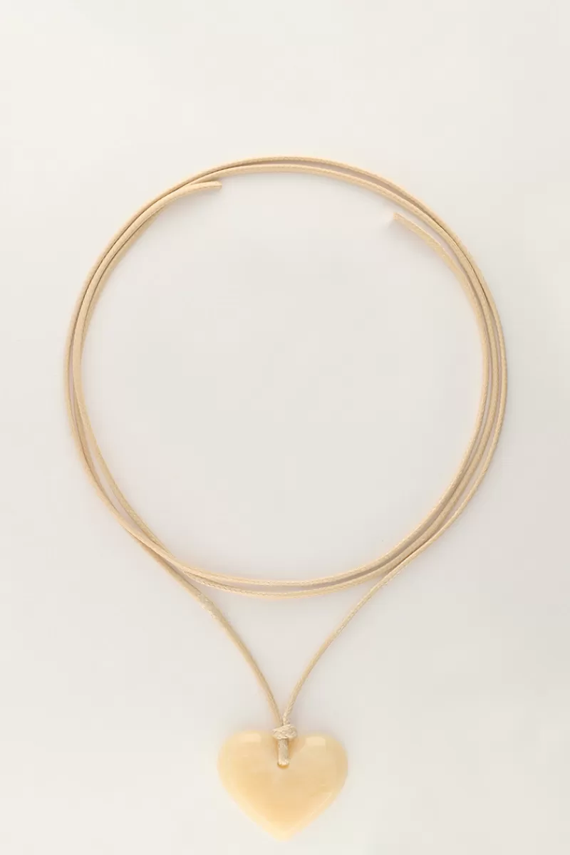 My Jewellery Collier Océan En Corde Avec Coeur Beige