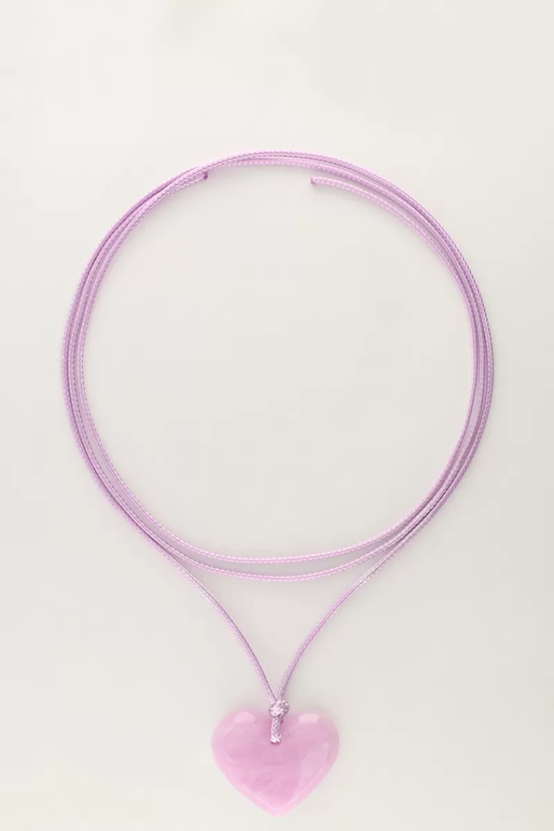 My Jewellery Collier Océan En Corde Avec Coeur Lilas