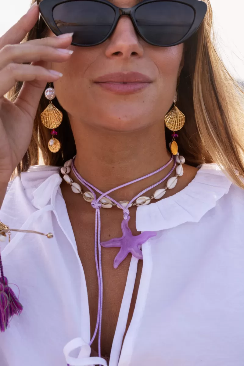 My Jewellery Collier Océan En Corde Avec étoile De Mer Lilas
