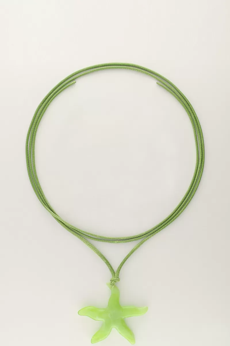 My Jewellery Collier Océan En Corde Avec étoile De Mer Verte