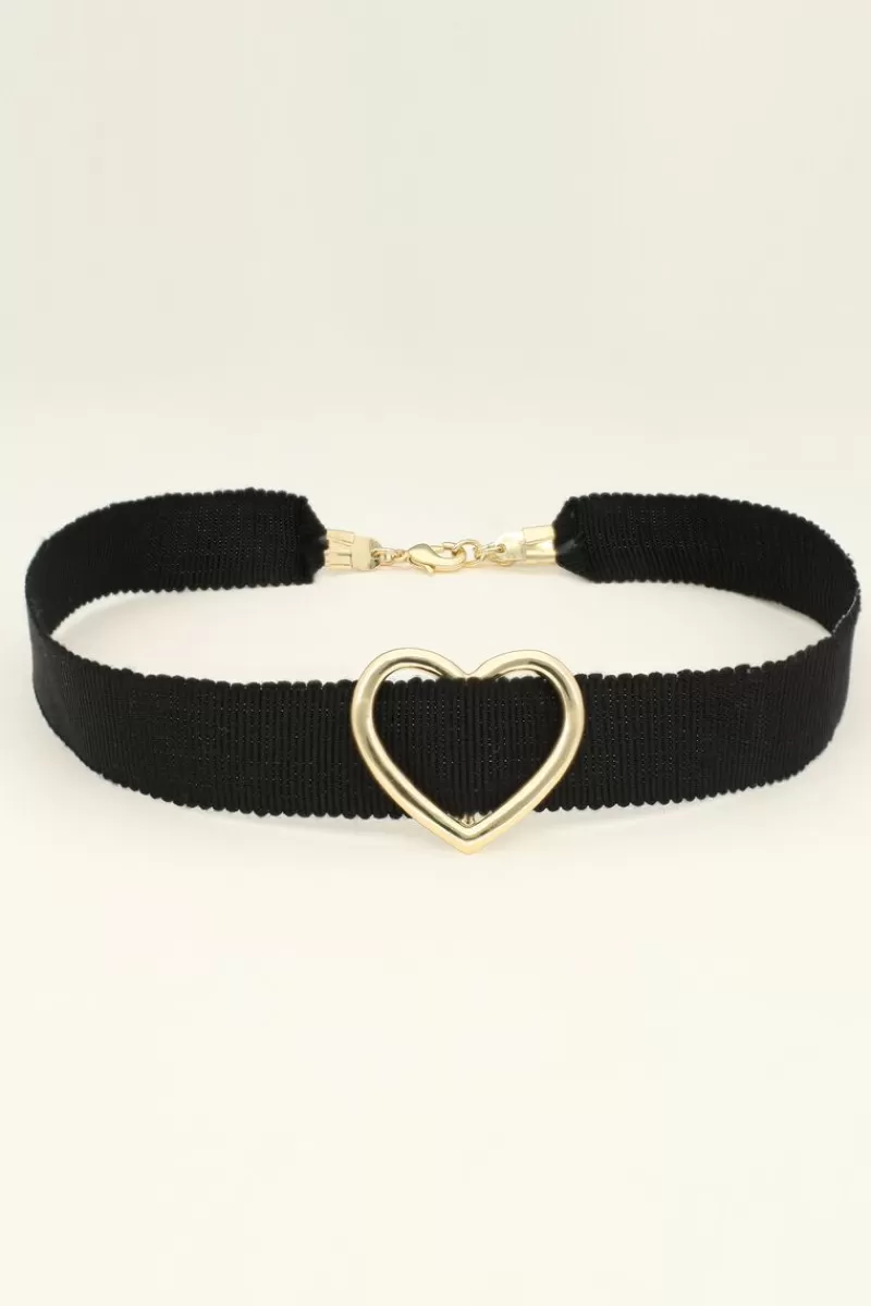 My Jewellery Collier Ruban Ras De Cou à Coeur