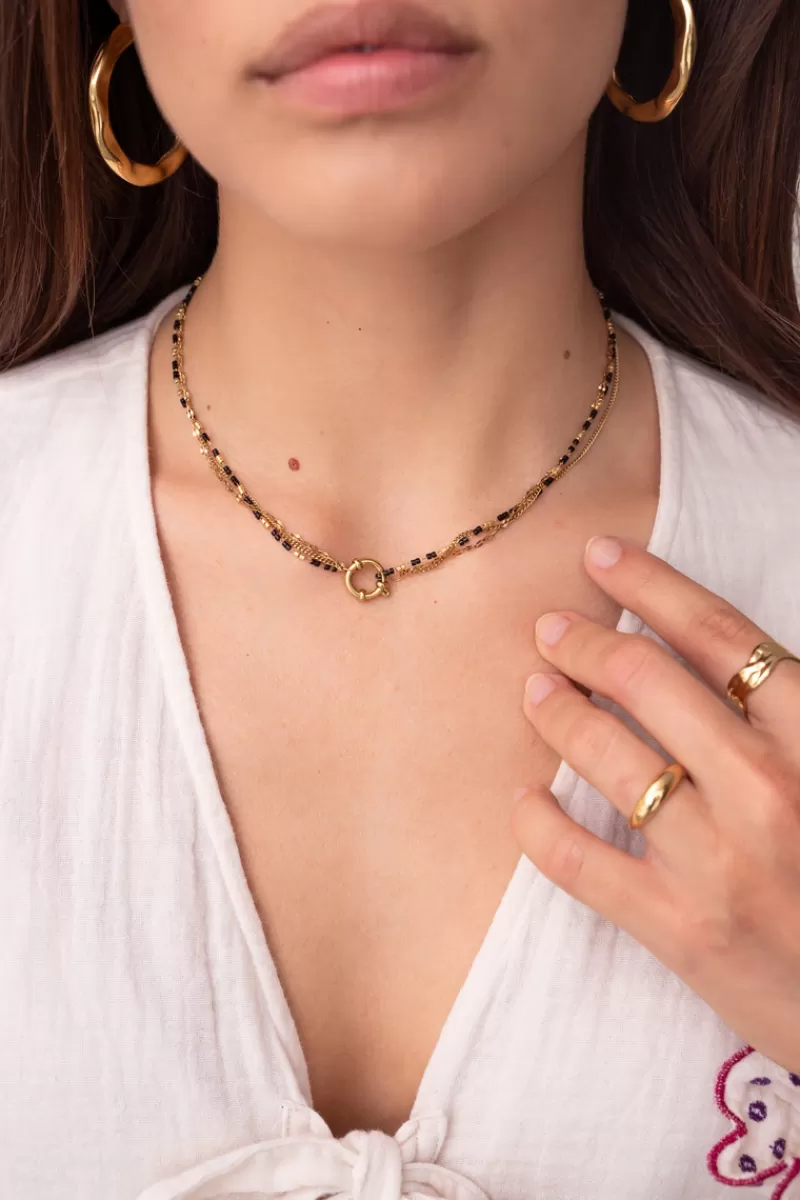 My Jewellery Collier Triple Avec Perles Noires