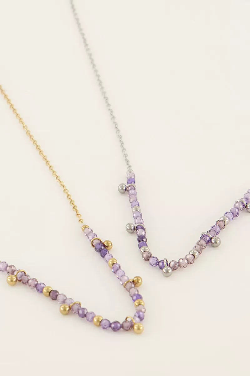 My Jewellery Collier Vintage Avec Perles Et Billes Lilas