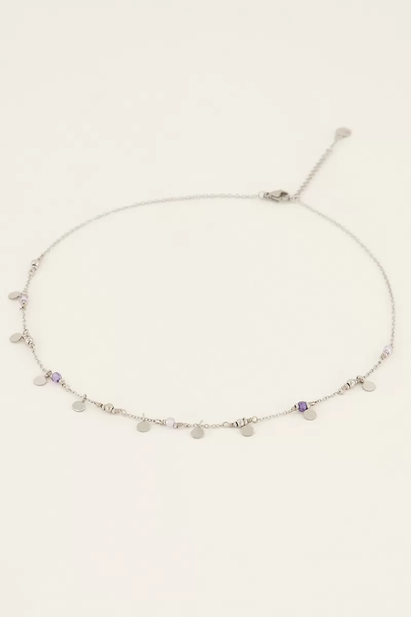 My Jewellery Collier Vintage Avec Perles Et Pastilles Lilas