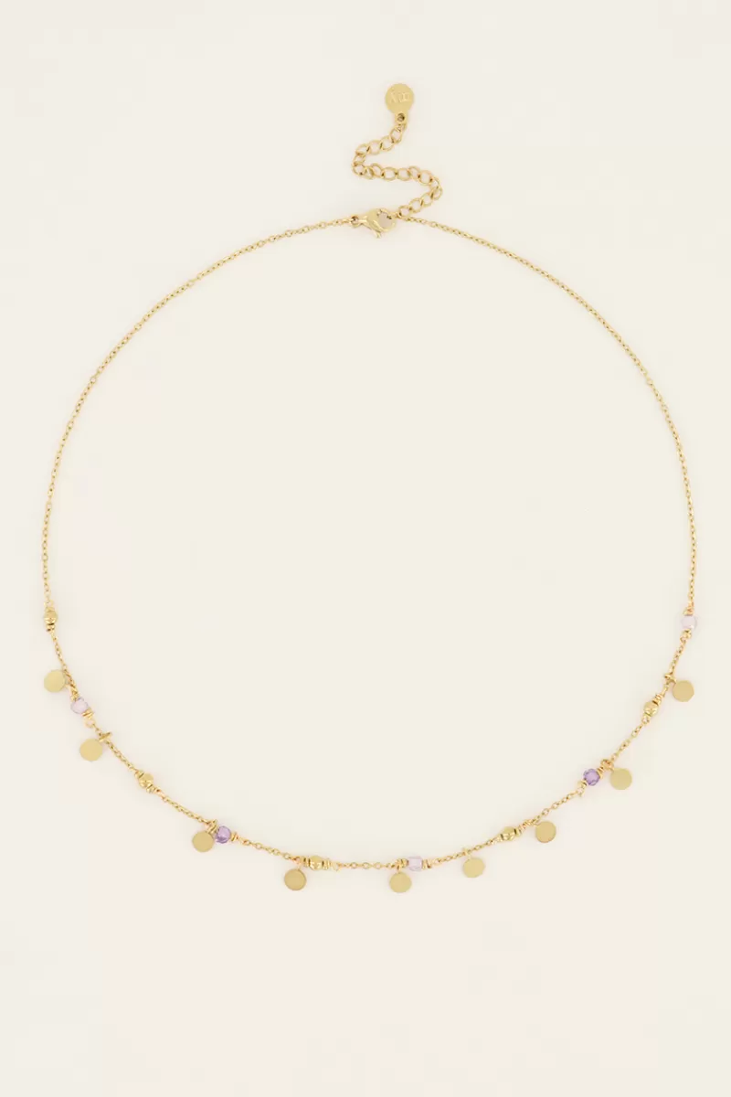 My Jewellery Collier Vintage Avec Perles Et Pastilles Lilas