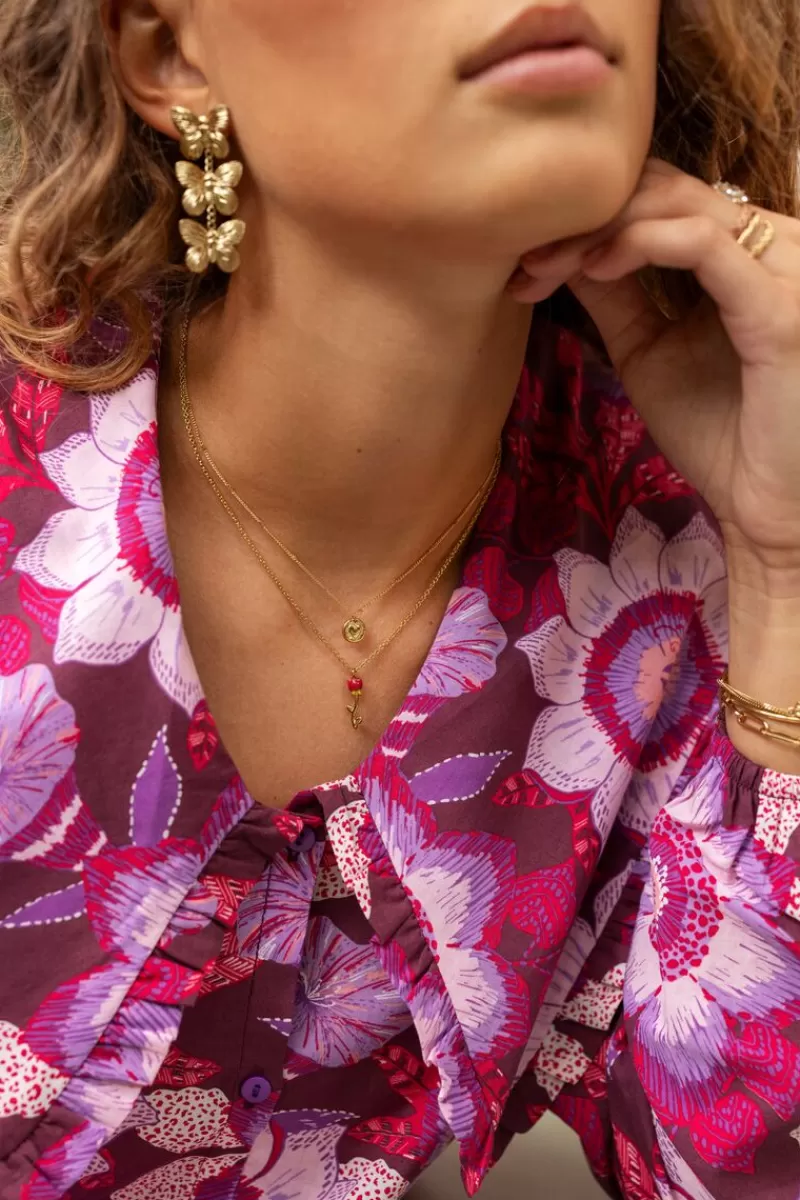 My Jewellery Collier Vintage Avec Rose Colorée
