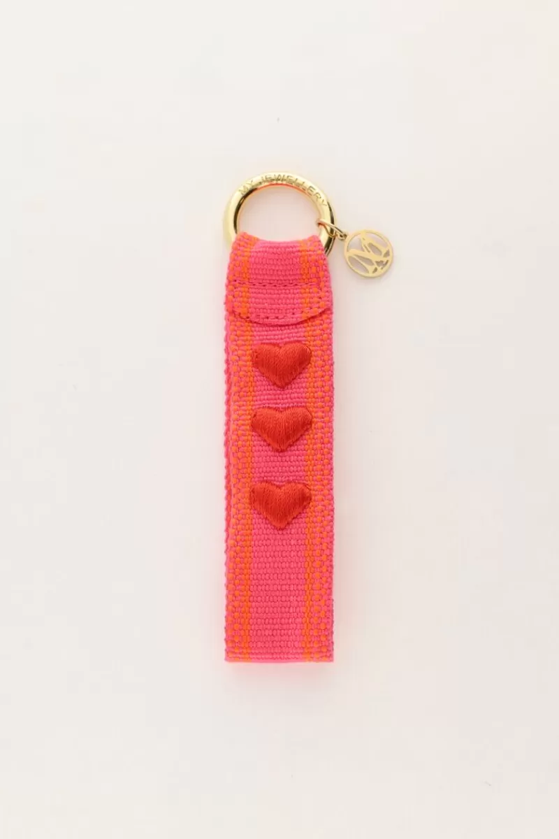 My Jewellery Cordon Porte-clés Rose Avec Cœurs