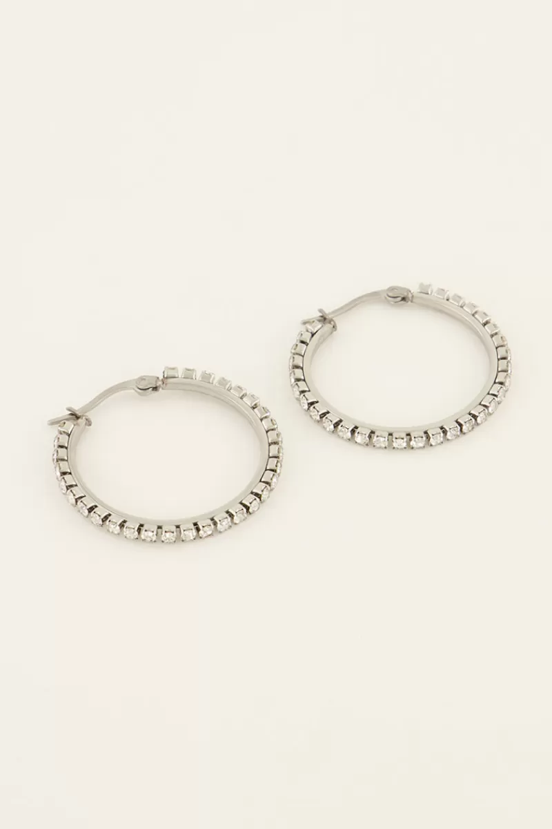 My Jewellery Créoles Moyennes Avec Pierres Transparentes