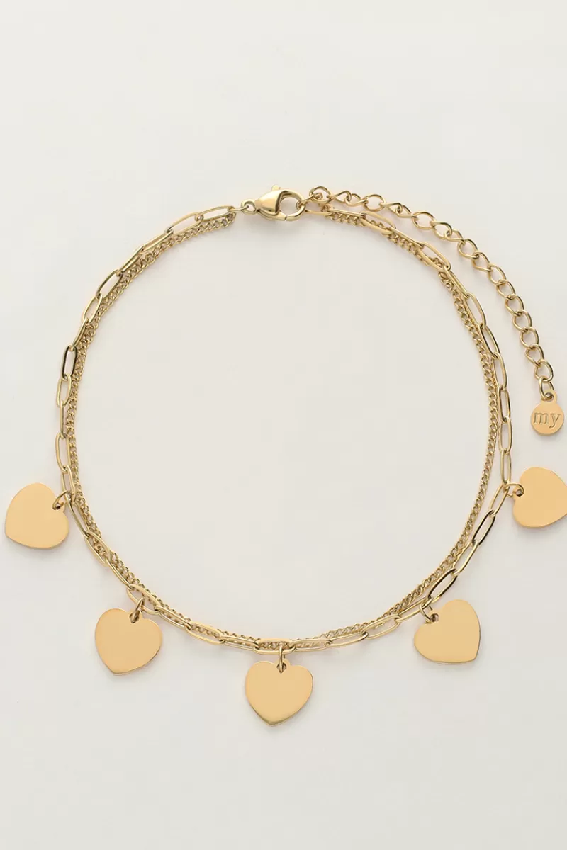 My Jewellery Double Bracelet De Cheville Avec Charms Cœur