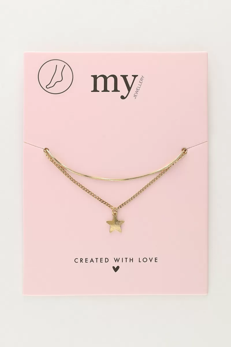 My Jewellery Double Bracelet De Cheville Minimaliste Avec Charms étoile