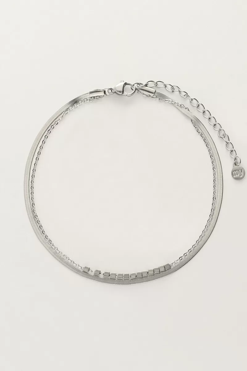 My Jewellery Double Bracelet De Cheville Minimaliste Carré