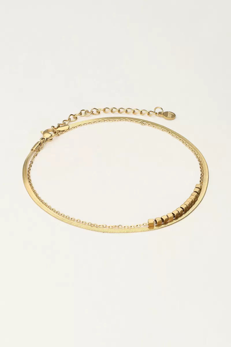 My Jewellery Double Bracelet De Cheville Minimaliste Carré
