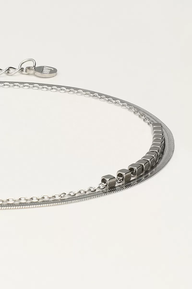My Jewellery Double Bracelet De Cheville Minimaliste Carré