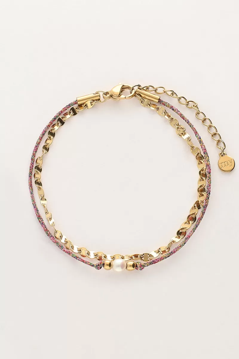 My Jewellery Double Bracelet Minimaliste Avec Cordon Et Perle