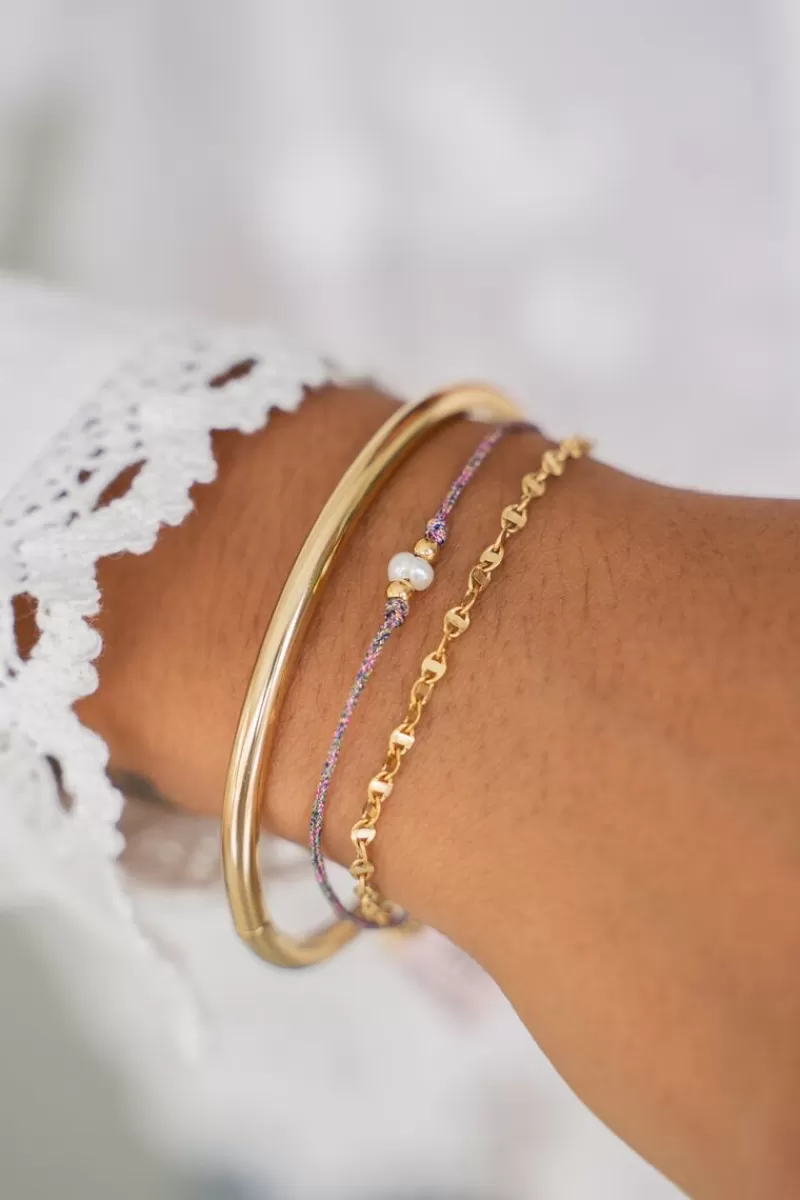 My Jewellery Double Bracelet Minimaliste Avec Cordon Et Perle