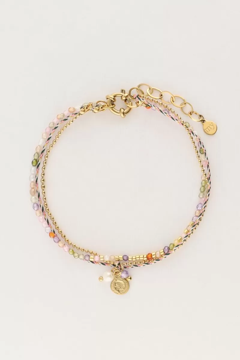 My Jewellery Double Bracelet Multicolore Avec Corde Et Perles