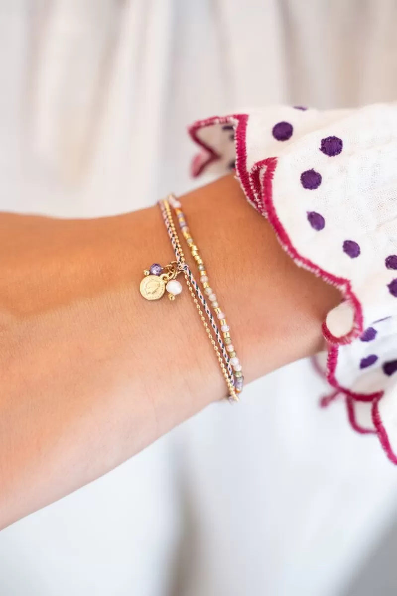 My Jewellery Double Bracelet Multicolore Avec Corde Et Perles