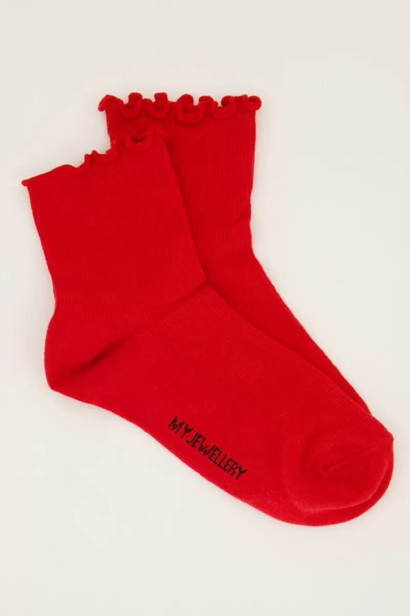 My Jewellery Ensemble De Chaussettes Rouges Et Grises à Volants