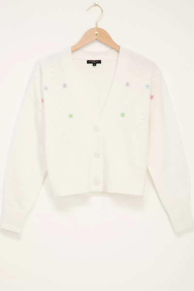 My Jewellery Gilet Blanc Avec Fleurs Brodées