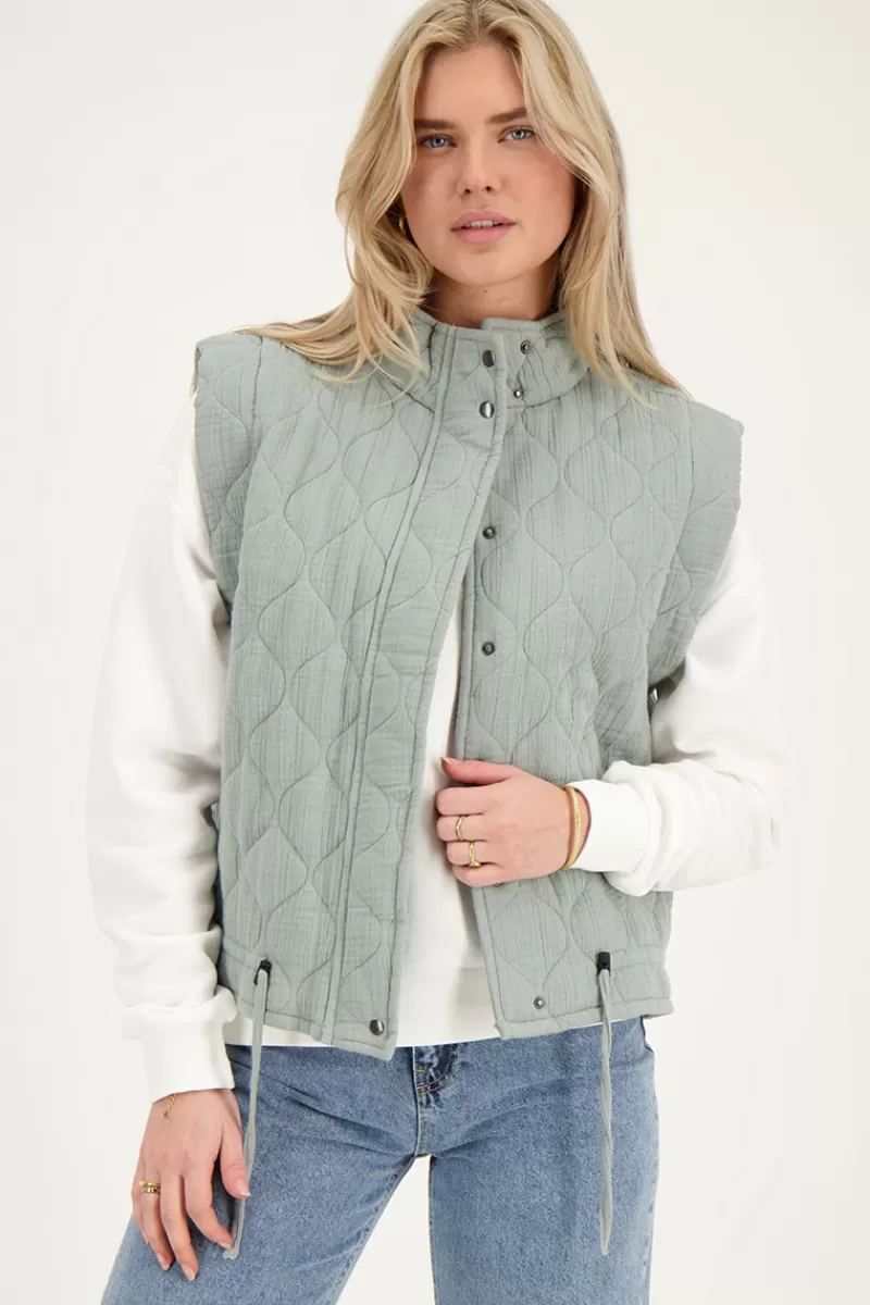 My Jewellery Gilet Matelassé Gris à Boutons-pression