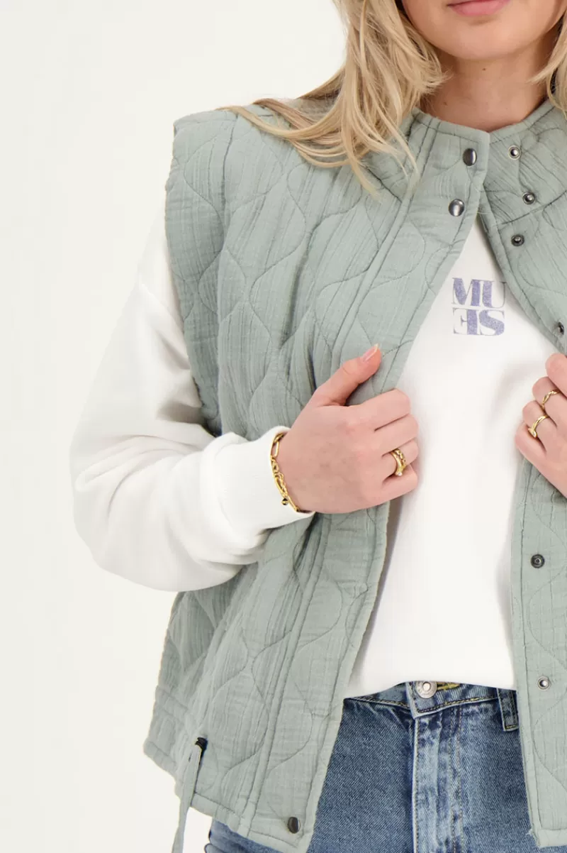 My Jewellery Gilet Matelassé Gris à Boutons-pression