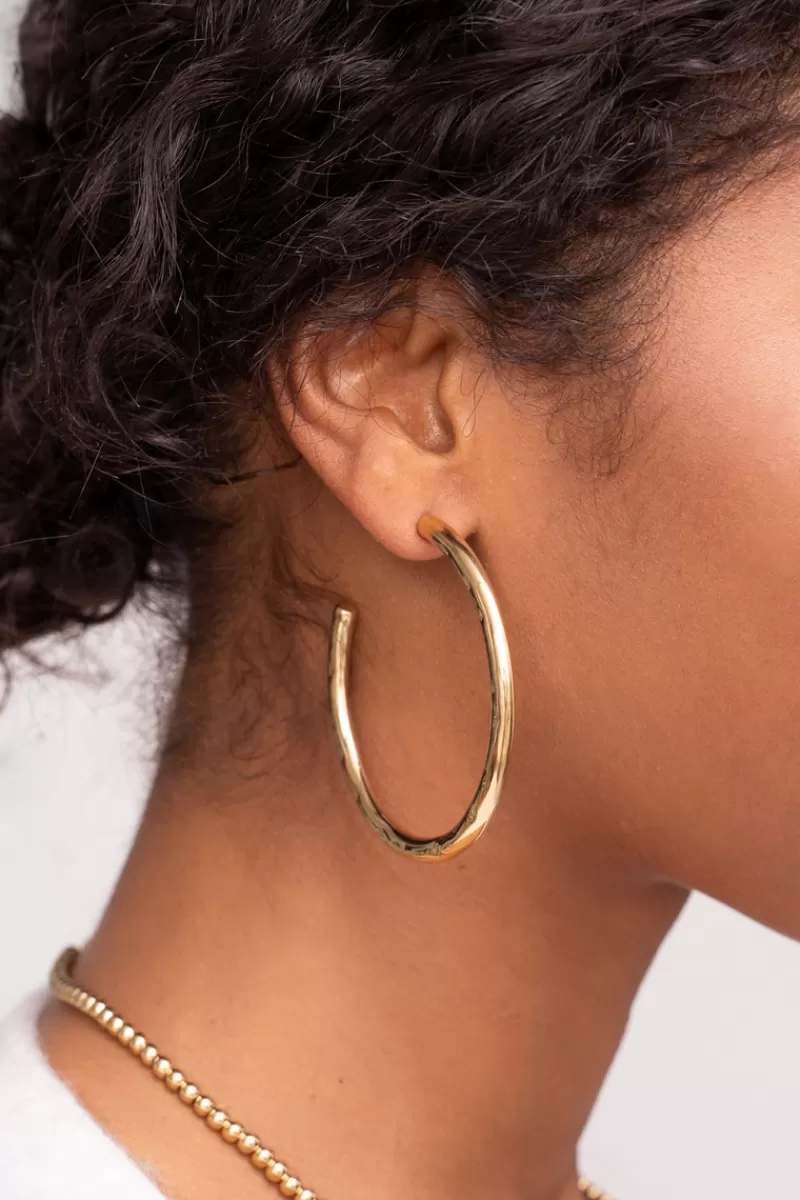 My Jewellery Grandes Boucles D'oreilles "martelées"