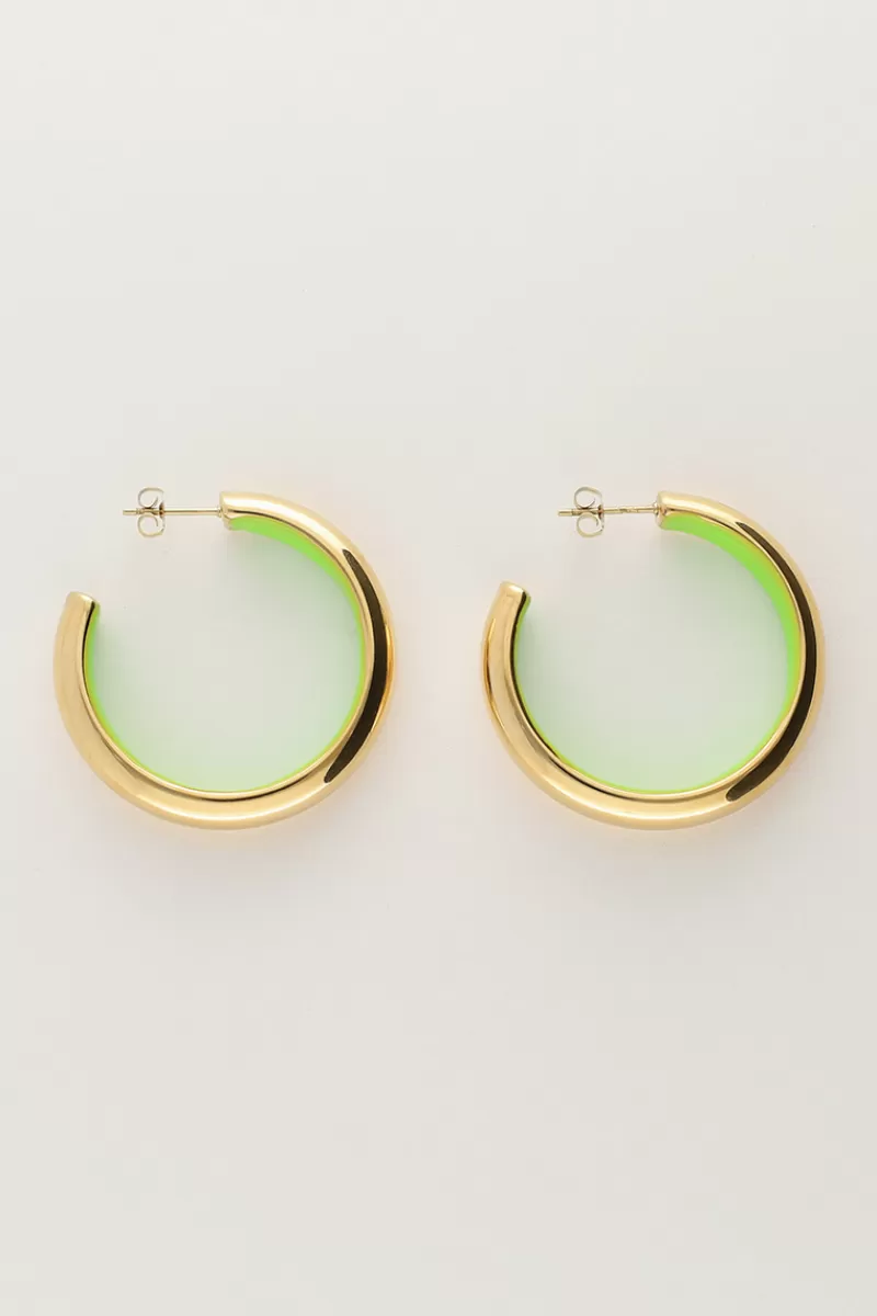 My Jewellery Grandes Créoles Candy Avec Intéreur Vert
