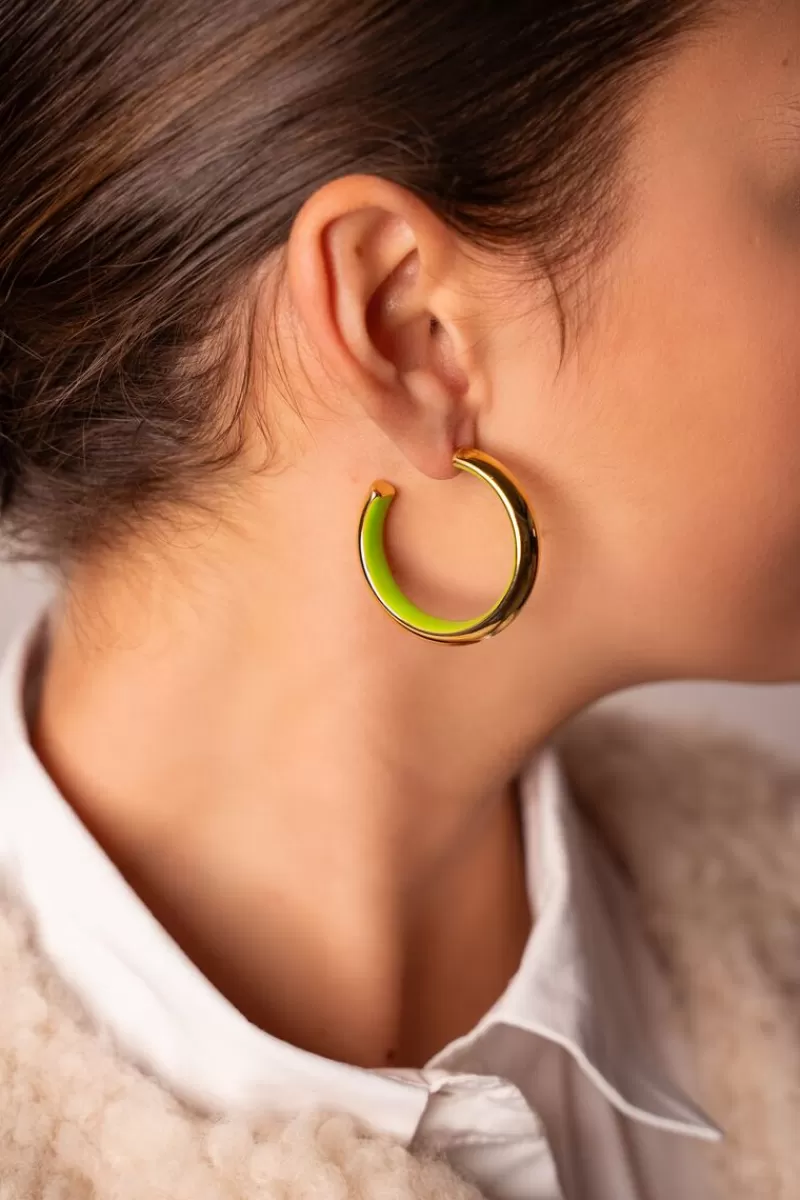 My Jewellery Grandes Créoles Candy Avec Intéreur Vert