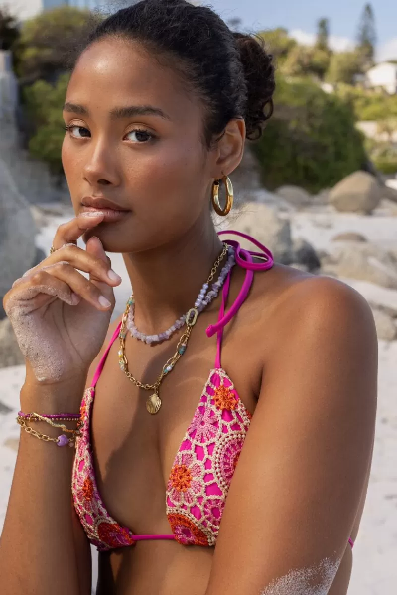 My Jewellery Haut De Bikini Avec Détails En Crochet Rose