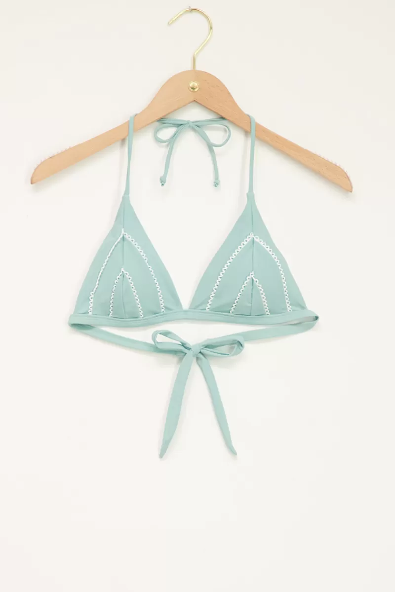 My Jewellery Haut De Bikini Triangle Bleu Clair Avec Broderie